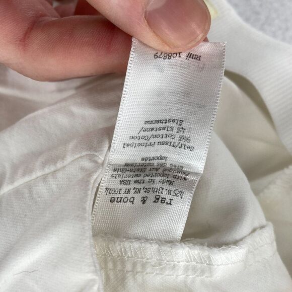 Rag & Bone Ankle Pants Women's 12 White Stretch Fabric Slim Leg Zip Up Waistband - Picture 6 of 14